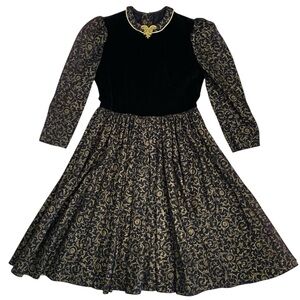 Vintage Girl’s Black and Gold Dress